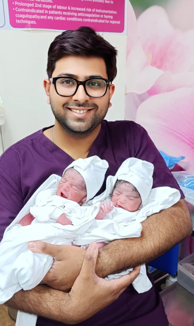 Dr. Navin With Twins Baby